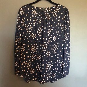 Ann Taylor Large blue long sleeve blouse